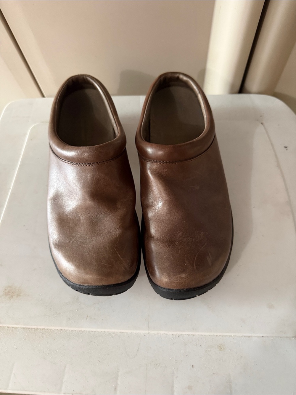 Merrell Brown Leather Slip-On Mules for Women